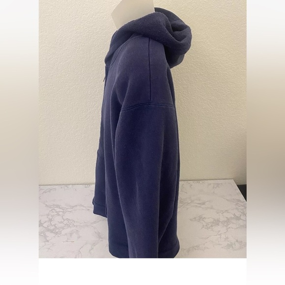 Vintage Blue Pullover Y2K Hoodie Mens Size XL Blank Plain Hooded Sweatsh…​ - Picture 2 of 4